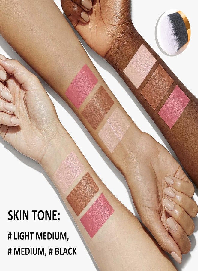 XMXueMei 3PCS Cream Contour Stick Kit,Matte Waterproof Blush Highlighter Bronzer Contour Stick with Brush,Non-greasy Creamy Travel Size Contouring Stick Makeup Set for Face,Suitable for All Skin Types - Image 4