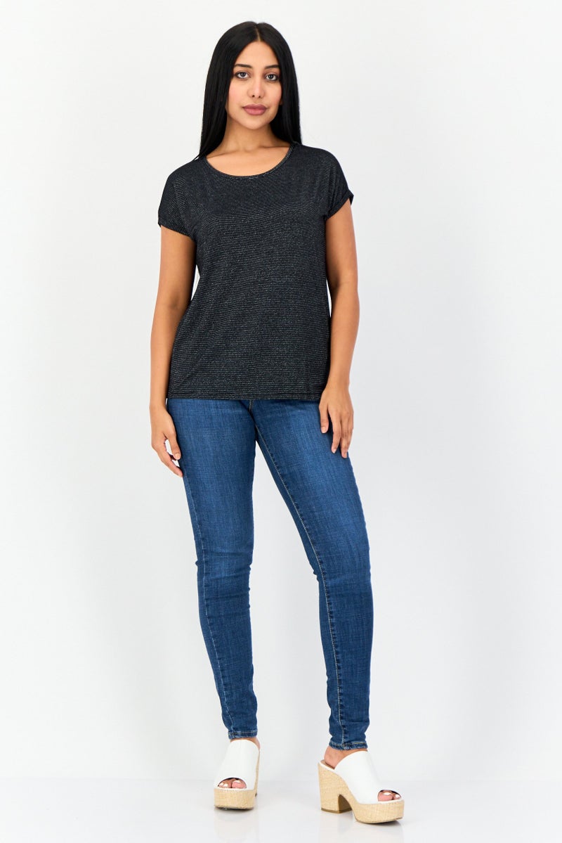 VERO MODA تي شيرت معدني بأكمام قصيرة و ياقة دائرية للنساء، متعدد الألوان - Image 2