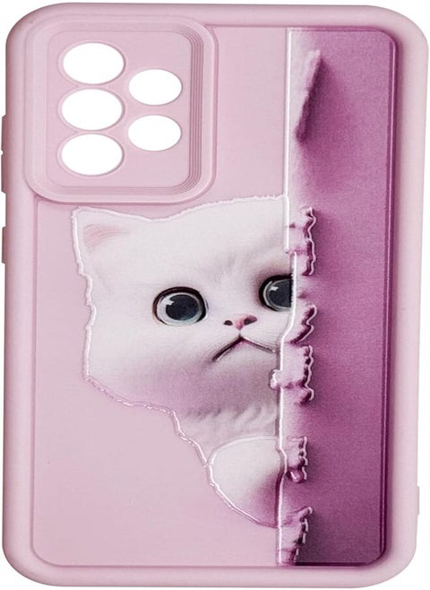 Silicon TPU Case Camera Protection with 3D Cheerful Prints For Samsung Galaxy A52s - A52 - A52 5G (Hidden Cat)