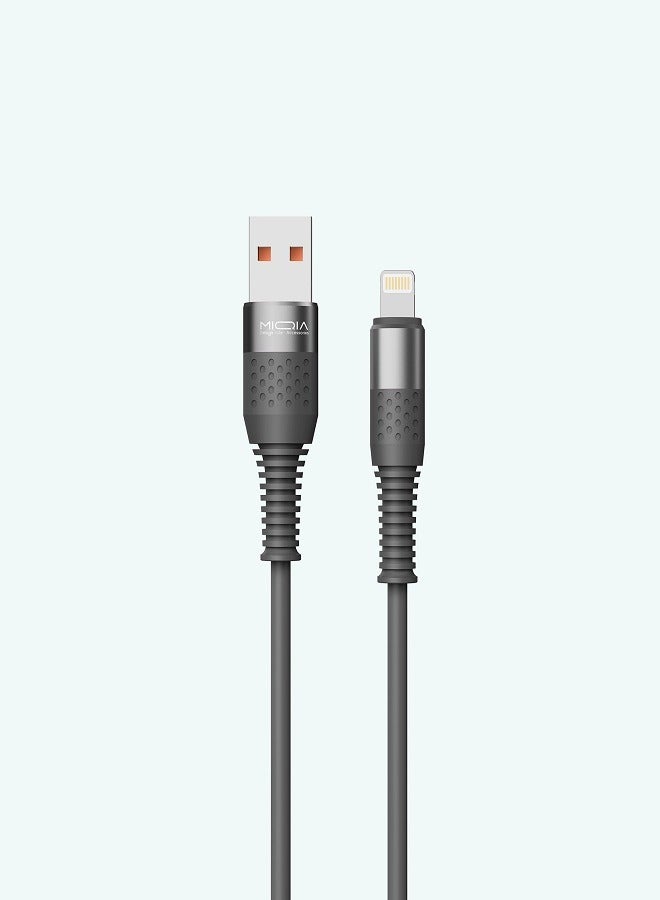 ميقيا كابل بيانات من السيليكون للشحن السريع 2.4 أمبير باللون الرمادي - Image 2