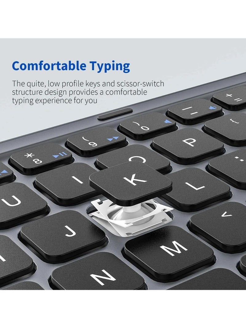 عام لوحة مفاتيح بلوتوث قابلة لإعادة الشحن وقابلة للطي مع لوحة لمس ولوحة مفاتيح لاسلكية محمولة ثلاثية الطي لأجهزة Android وأجهزة الكمبيوتر المحمولة التي تعمل بنظام Windows والكمبيوتر اللوحي والهواتف الذكية ولوحة مفاتيح لاسلكية قابلة لإعادة الشحن عبر USB - Image 4