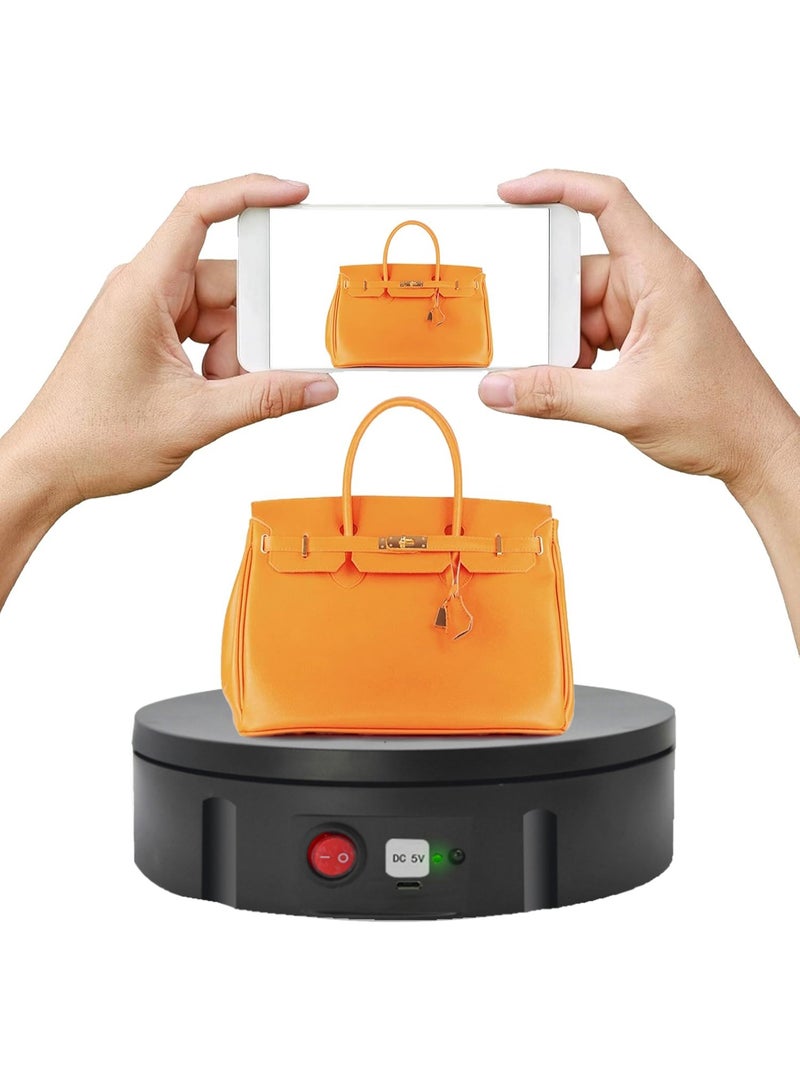 XiuWoo USB Electric Turntable Display Turntable with Remote Control Rotating Display Stand, with 5 Background Boards, 7-speed Adjustment,Suitable For Photography Jewelry Product Display Load-bearing 10KG - Image 3