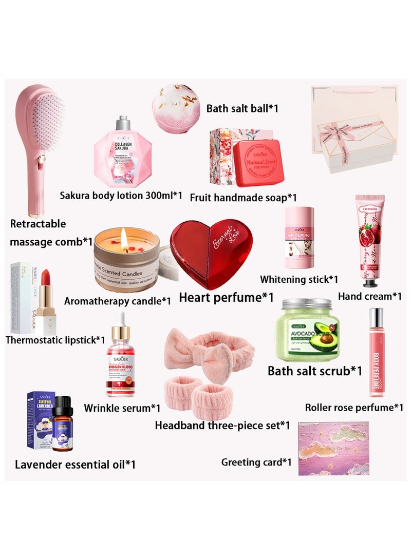 مس تيارا سلال هدايا للنساء - مجموعة صندوق هدايا عيد الميلاد تحتوي على 18 قطعة هدايا ملهمة، وحزم علاج سبا مريحة للنساء، والصداقة، وهدايا الصديقات - Image 2