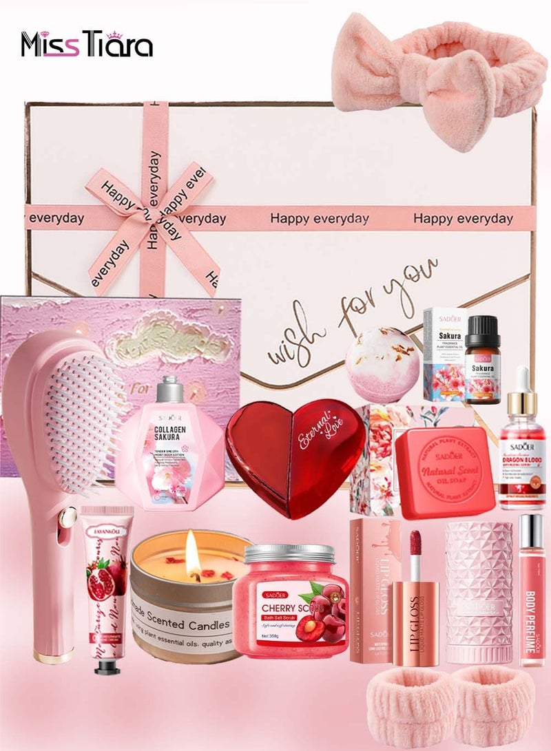 MissTiara Gifts Basket for Women - Valentine's Day,Birthday Gift Box Set Contains 16 Items Inspirational Gift,Relaxing Spa Care Package for Women Friendship,Friend Gifts for Wome - Image 1