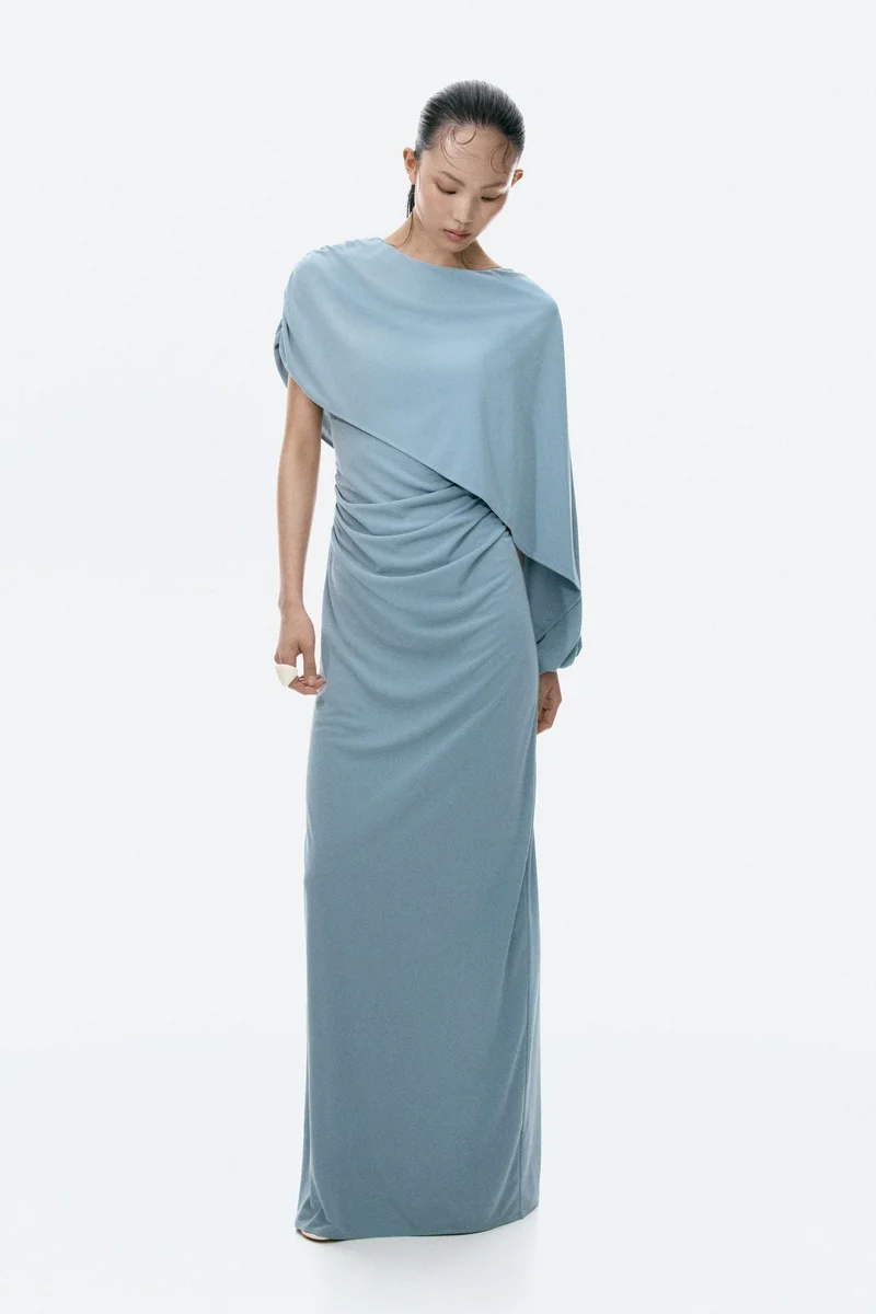 Cape-detail draped dress