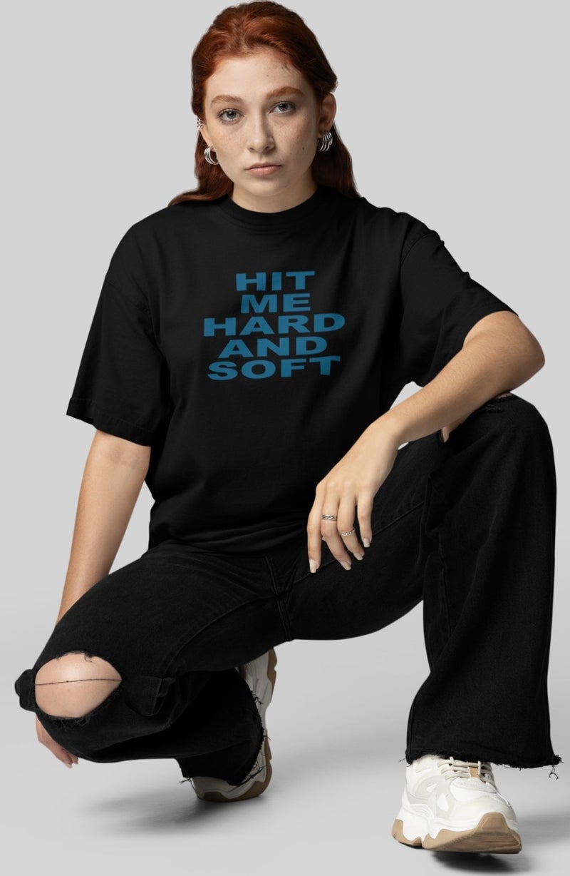 Fuddy Moda Fuddy Fashion Unisex Oversize Hit Me Hard And Soft Written Billie Eilish Back Printed T-Shirt - Image 5