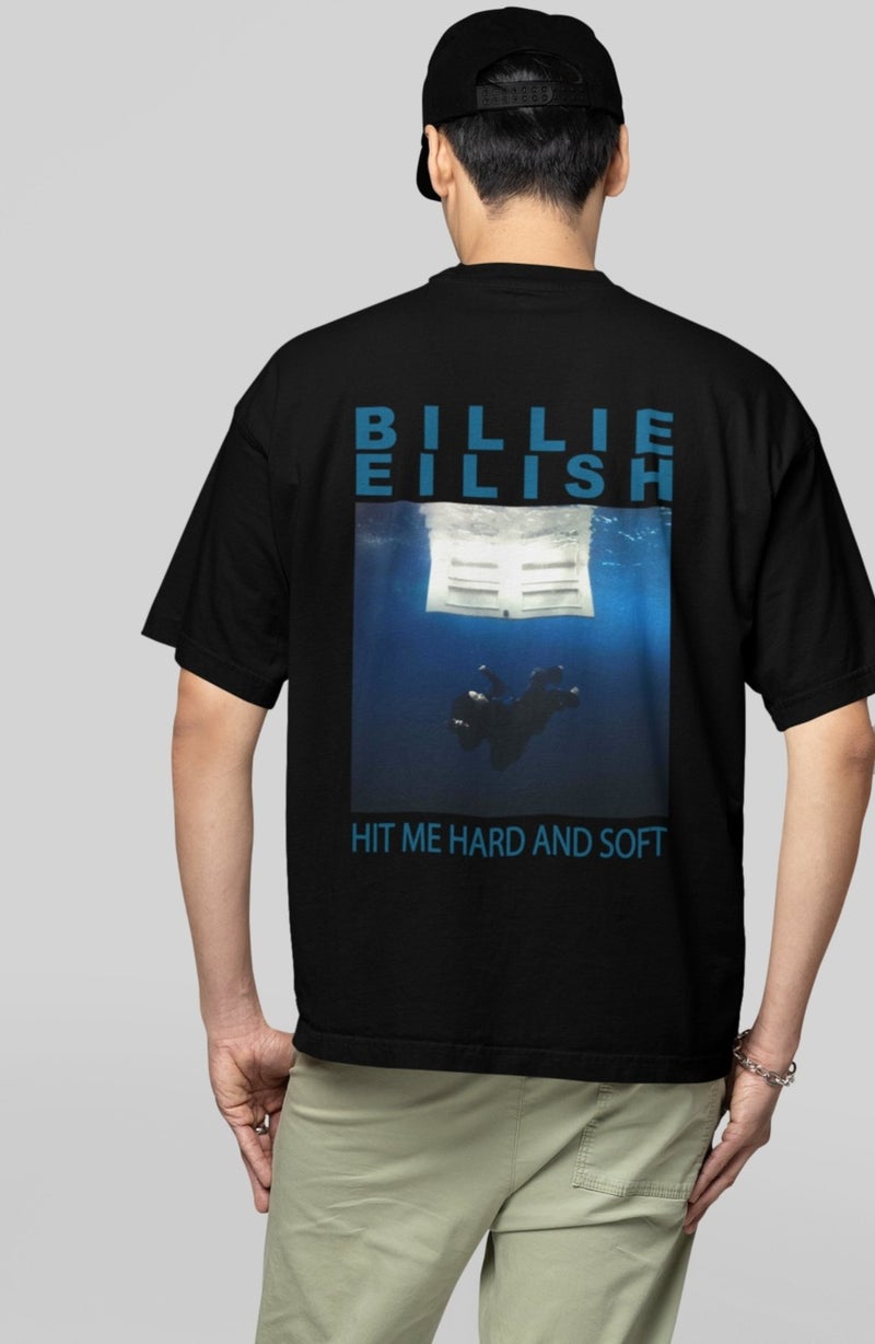 Fuddy Moda Fuddy Fashion Unisex Oversize Hit Me Hard And Soft Written Billie Eilish Back Printed T-Shirt - Image 4