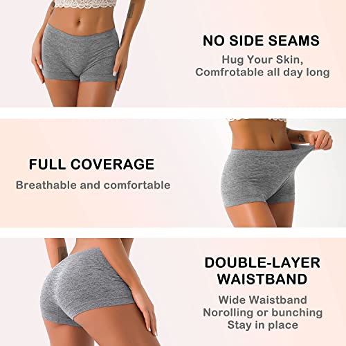 R RUXIA Women's Boyshort Panties Seamless Nylon Underwear Stretch Boxer Briefs 5 Pack - Image 4