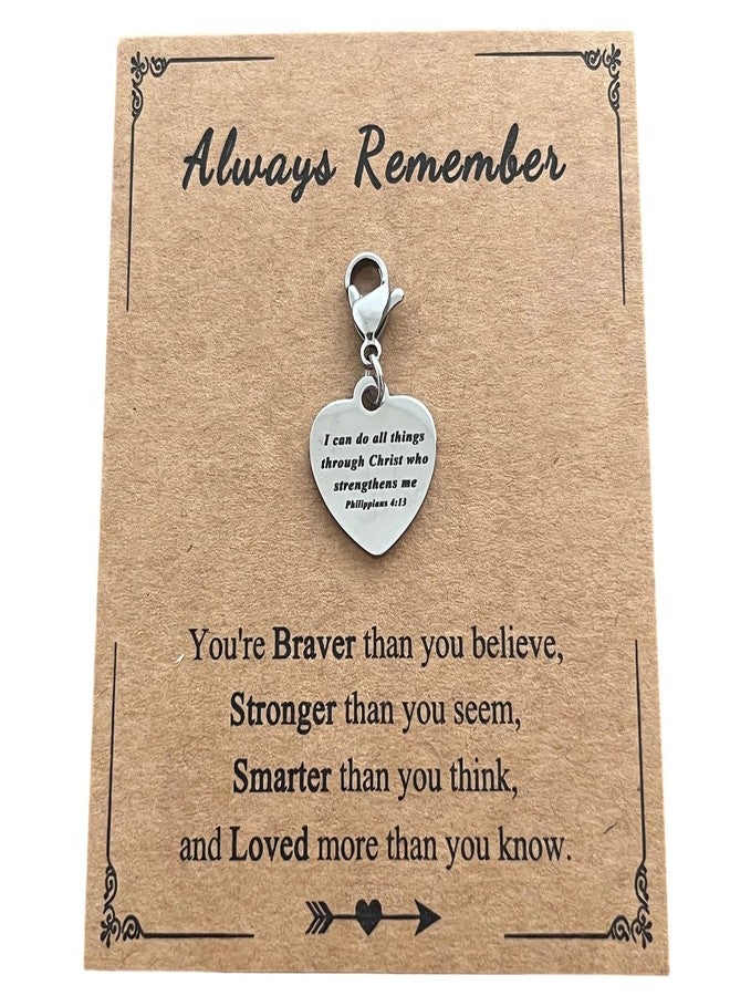 AMOBESTER Heart-Shaped Christian Bible Verse Clip on Charms Religious Jewelry Charms I can do all things through Christ who strengens me - Image 1
