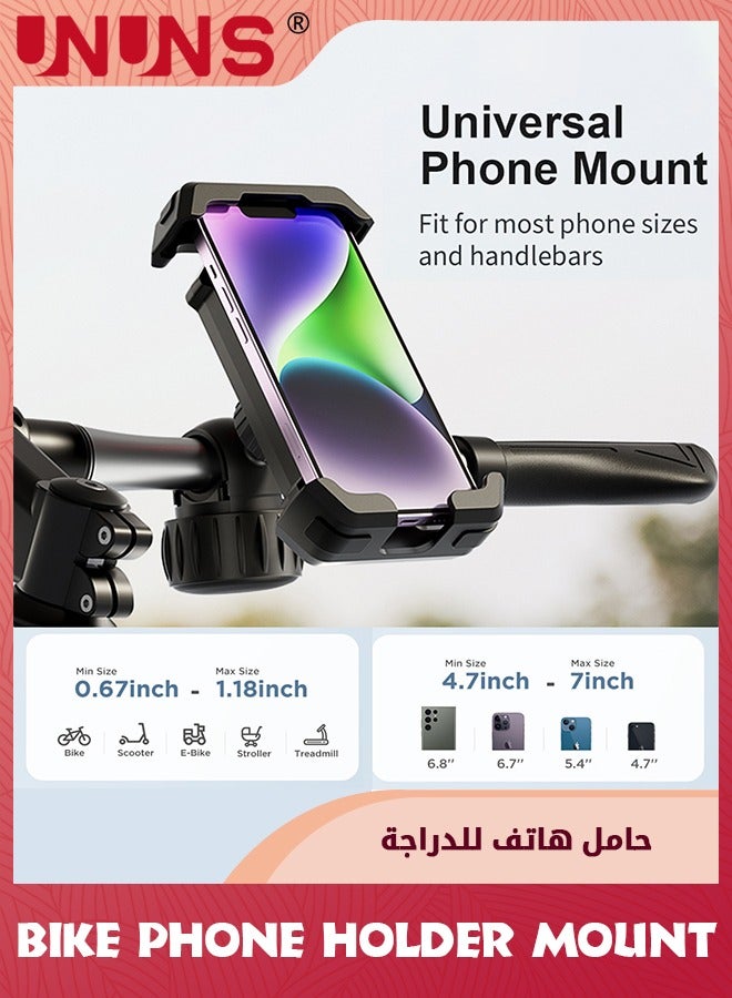 UNUNS Bike Phone Mount Holder,Motorcycle Phone Mount,Adjustable iPhone Bike Mount,Universal Handlebar Phone Mount For 4.7"-7.2" Phone,Quick Install,Phone Stand For Bicycle Motorcycle E-Bike Scooter Stroller  - Image 3