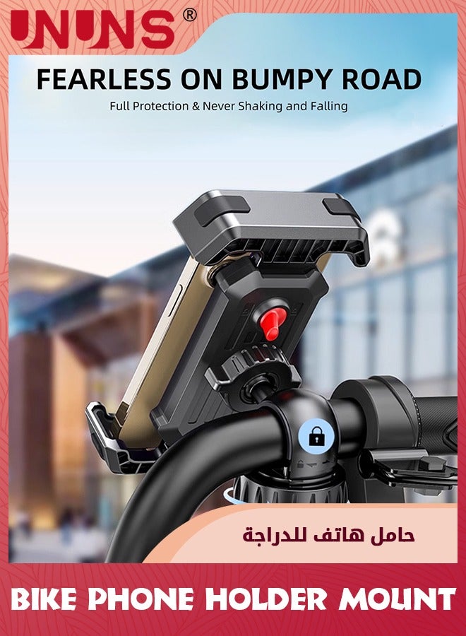 UNUNS Bike Phone Mount Holder,Motorcycle Phone Mount,Adjustable iPhone Bike Mount,Universal Handlebar Phone Mount For 4.7"-7.2" Phone,Quick Install,Phone Stand For Bicycle Motorcycle E-Bike Scooter Stroller  - Image 2