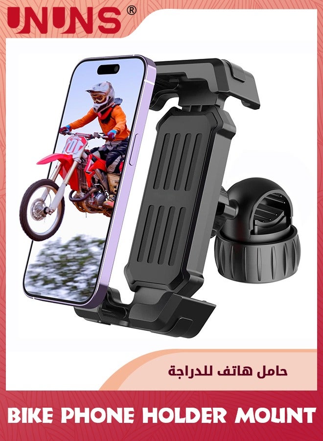 UNUNS Bike Phone Mount Holder,Motorcycle Phone Mount,Adjustable iPhone Bike Mount,Universal Handlebar Phone Mount For 4.7"-7.2" Phone,Quick Install,Phone Stand For Bicycle Motorcycle E-Bike Scooter Stroller  - Image 1