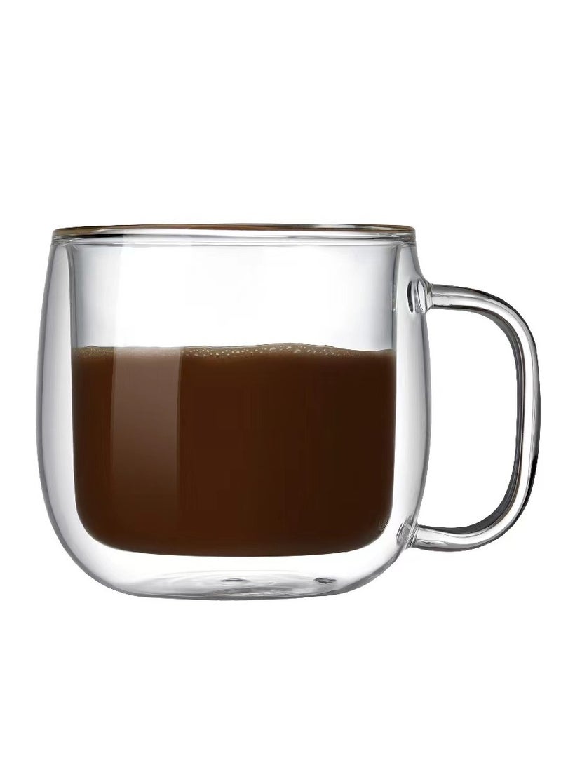 2-Pack Double Wall Glass Coffee Tea Mug with Handle Insulated Layer  Made of Clear Borosilicate Glass  Perfect for Cappuccino Tea Latte Espresso Hot Beverage Microwave Safe (300ml 2pcs)  - Image 5