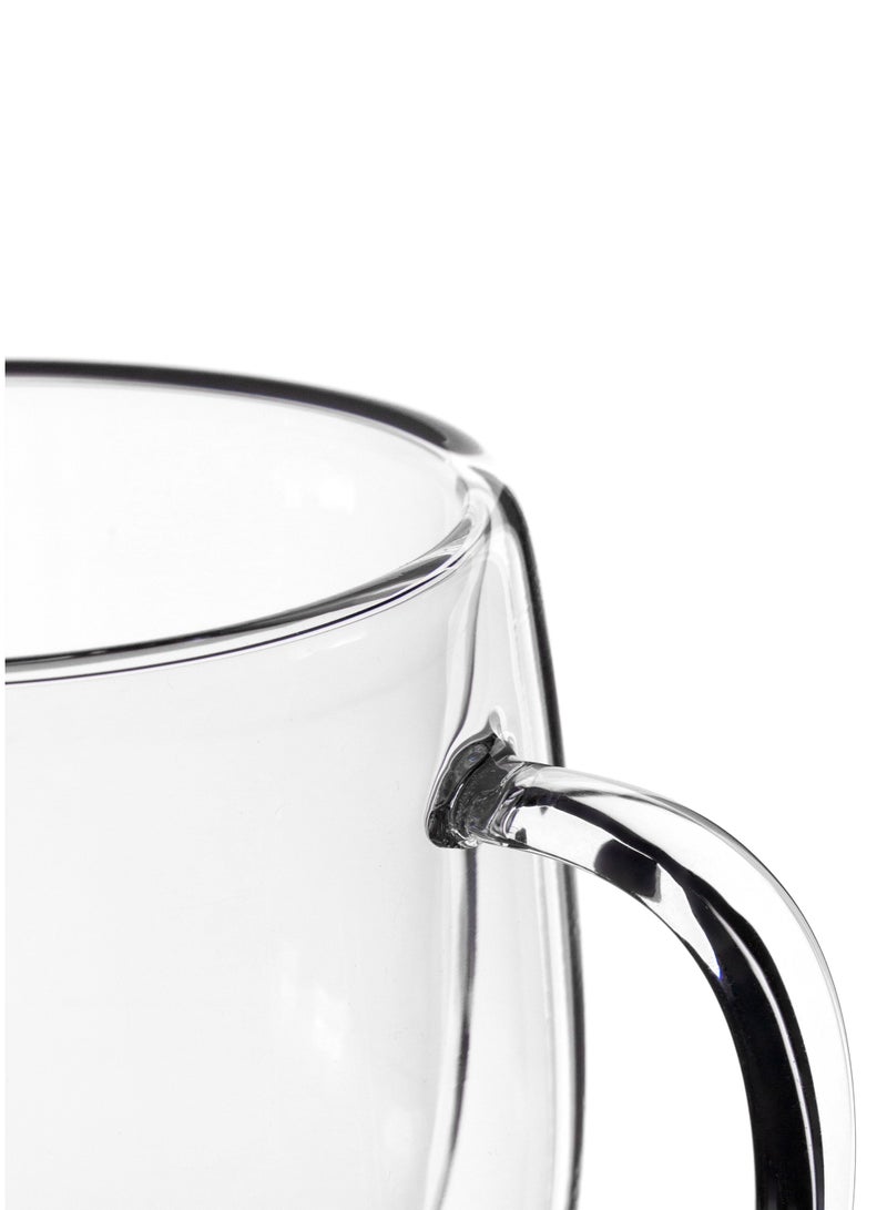 2-Pack Double Wall Glass Coffee Tea Mug with Handle Insulated Layer  Made of Clear Borosilicate Glass  Perfect for Cappuccino Tea Latte Espresso Hot Beverage Microwave Safe (300ml 2pcs)  - Image 3