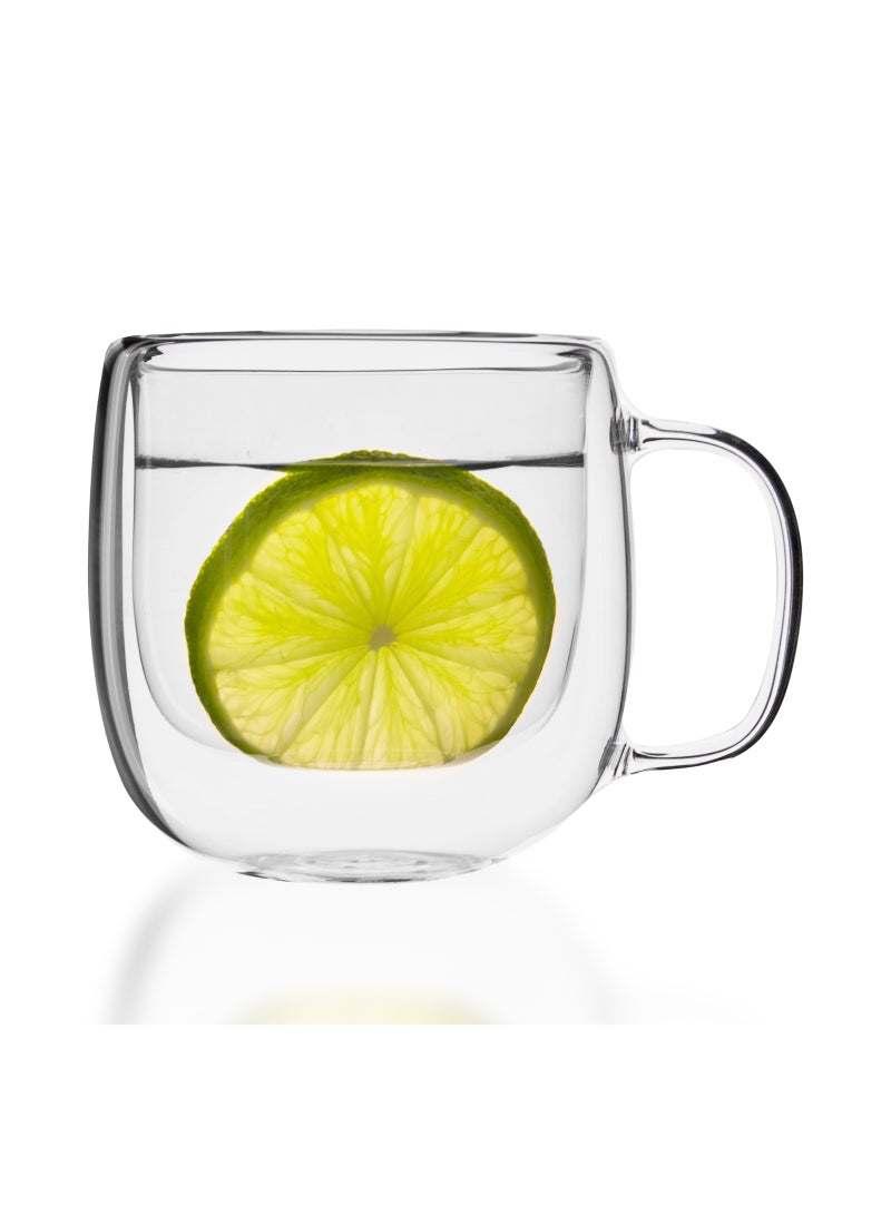 2-Pack Double Wall Glass Coffee Tea Mug with Handle Insulated Layer  Made of Clear Borosilicate Glass  Perfect for Cappuccino Tea Latte Espresso Hot Beverage Microwave Safe (300ml 2pcs)  - Image 2