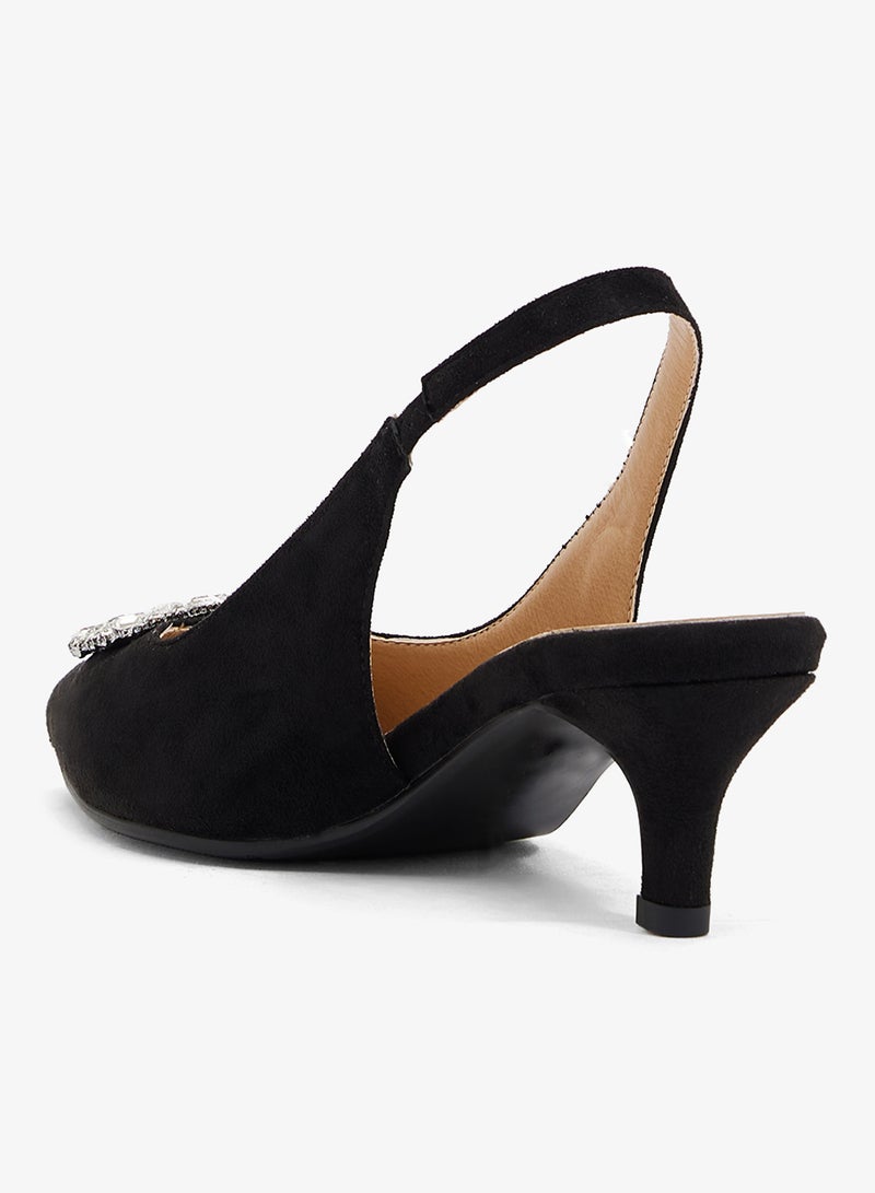 خزانة تفاصيل مشبك كريستالي، كعب منخفض - Image 3