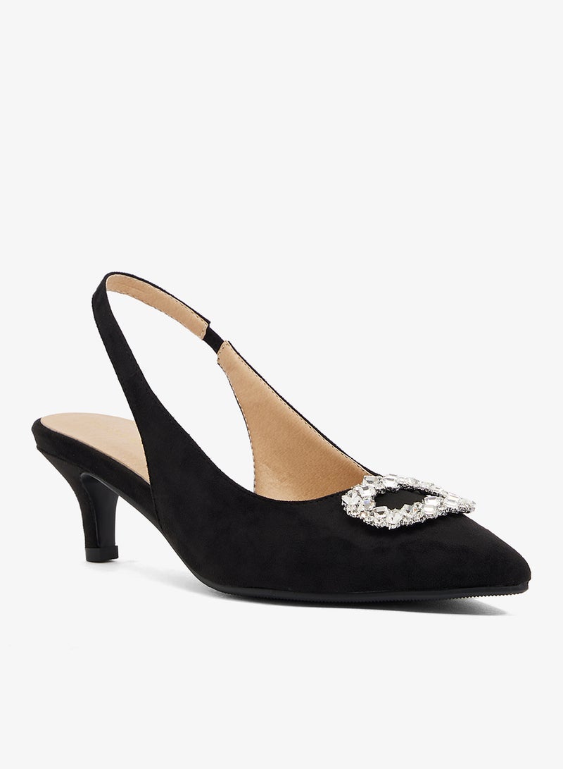 خزانة تفاصيل مشبك كريستالي، كعب منخفض - Image 2