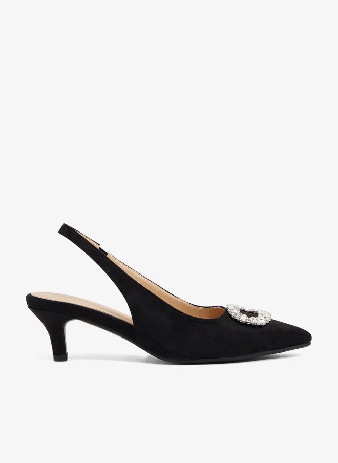 Khizana Crystal buckle detail, low heel - Image 1