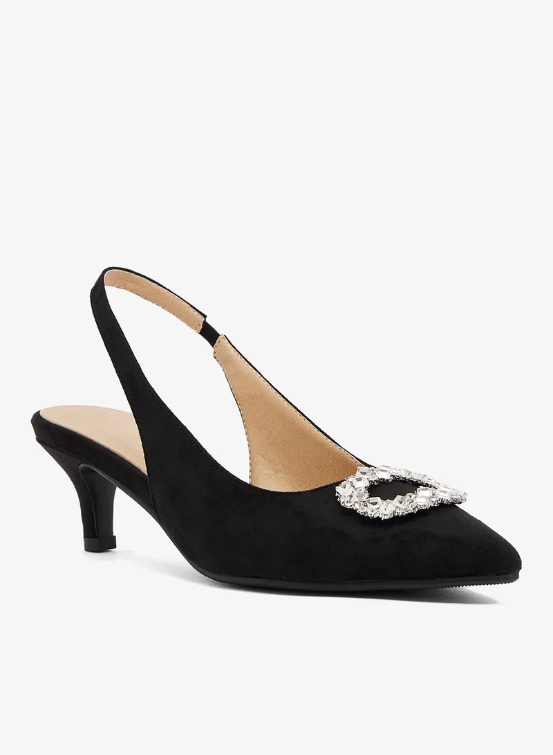 Khizana Crystal buckle detail, low heel