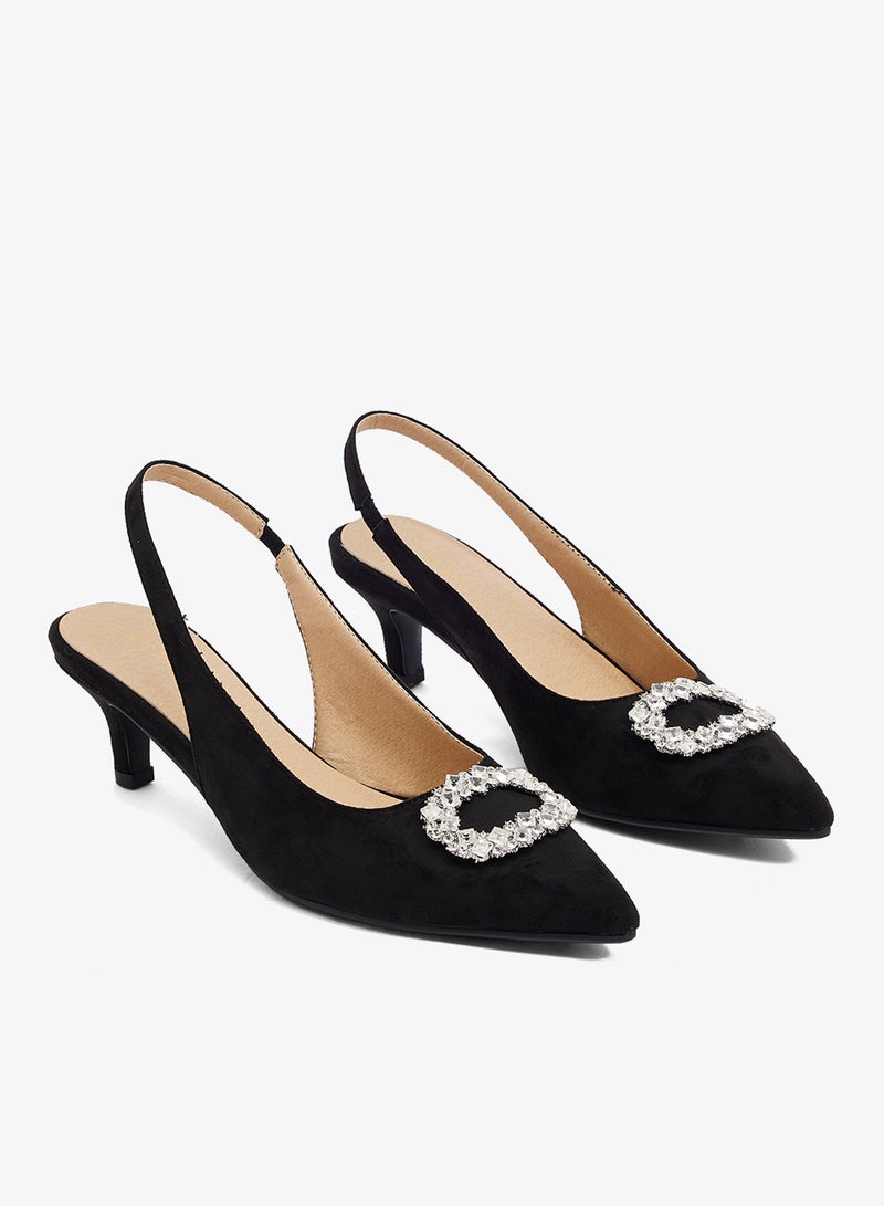 Khizana Crystal buckle detail, low heel - Image 4