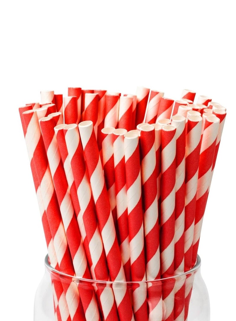 vsell24 Eco-Friendly Red Paper Straws (100pc) - Biodegradable, Durable, and Stylish  - Image 1