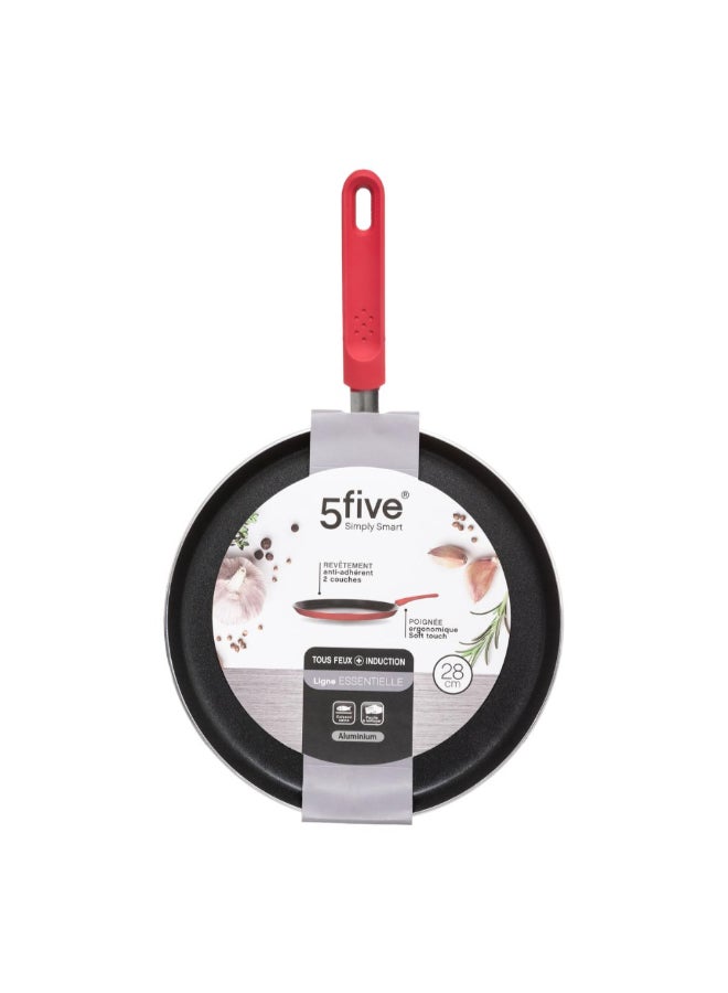 Five Simply Smart Essentielle Aluminum Non-Stick Crepe Pan Red and Black 28 cm 128852 - Image 4