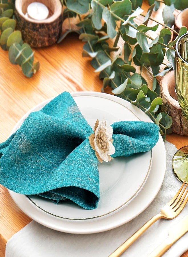 LABJULY Boho Napkin Rings Set of 12 Burlap Flower Napkin Holder Rustic Floral Fall Thanksgiving Wedding Birthday Table Setting Table Décor - Image 4