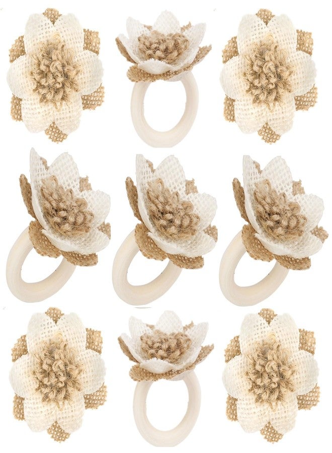 LABJULY Boho Napkin Rings Set of 12 Burlap Flower Napkin Holder Rustic Floral Fall Thanksgiving Wedding Birthday Table Setting Table Décor - Image 1
