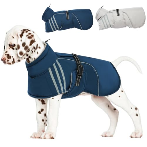 ADNIKIA Warm Reflective Adjustable Dog Jacket, Furry Turtleneck Winter Coat Thicken Fleece Vest, Waterproof Windproof Cold Weather Coats with Buckle for Puppy Small Medium Large Dog - Image 1
