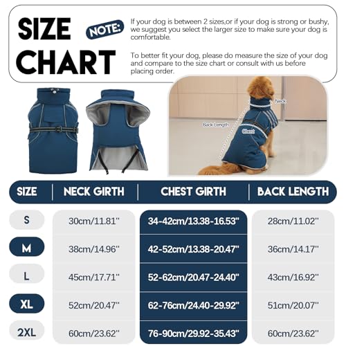 ADNIKIA Warm Reflective Adjustable Dog Jacket, Furry Turtleneck Winter Coat Thicken Fleece Vest, Waterproof Windproof Cold Weather Coats with Buckle for Puppy Small Medium Large Dog - Image 5