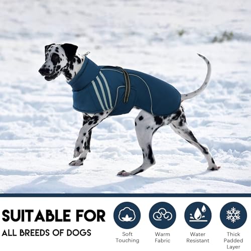 ADNIKIA Warm Reflective Adjustable Dog Jacket, Furry Turtleneck Winter Coat Thicken Fleece Vest, Waterproof Windproof Cold Weather Coats with Buckle for Puppy Small Medium Large Dog - Image 2