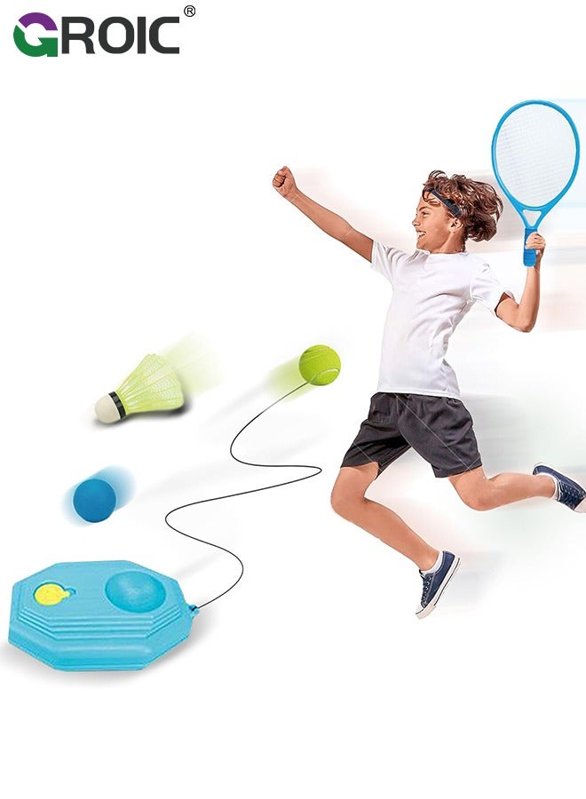 3-in-1 Multifunctional Racket Set for Kids - Tennis, Badminton and Squash, Tennis Training Badminton Birdies, Tennis Racquets with Tennis Trainer Rebound Balls Outdoor Indoor Sports for Kids