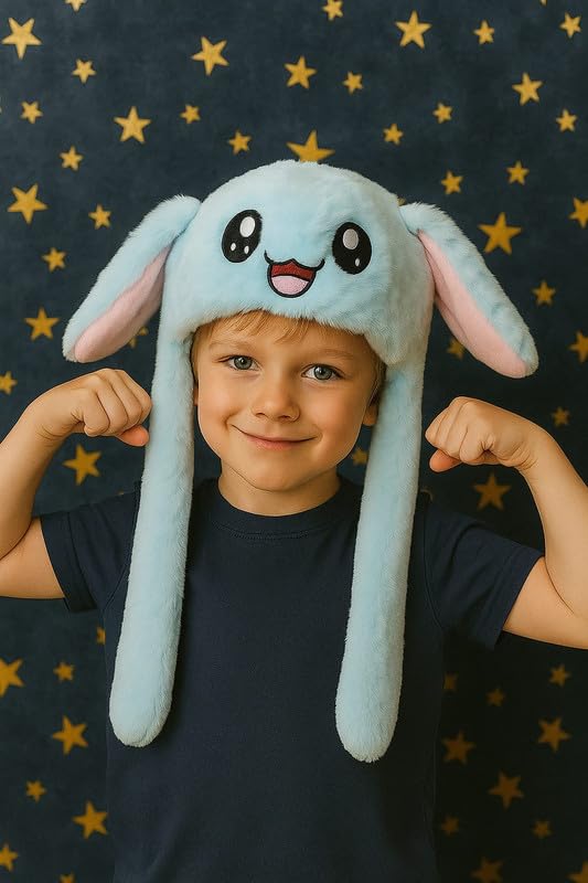 Krystle Playful Bunny Hat for Kids – Soft, Plush, and Perfect for Fun (Blue,1-7 Years) - Image 2