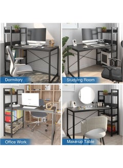 ADEBOLA Computer Desk with Storage Bookshelf Modern Simple Home Office Desks & Workstations Black  - Image 3