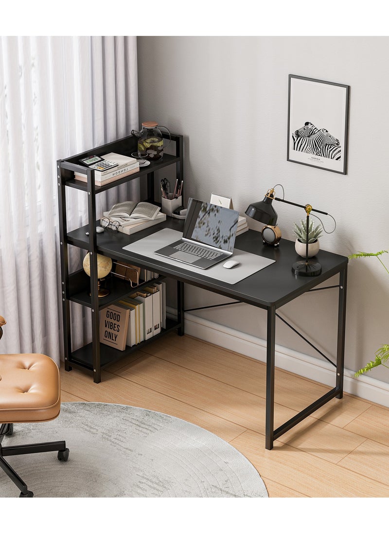 ADEBOLA - Computer Desk with Storage Bookshelf Modern Simple Home Office Desks & Workstations Black - Image 1