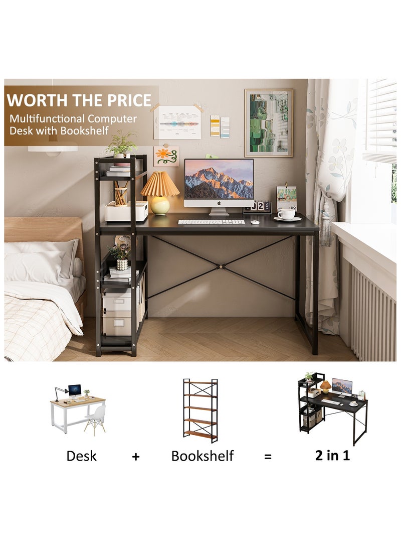 ADEBOLA - Computer Desk with Storage Bookshelf Modern Simple Home Office Desks & Workstations Black - Image 1
