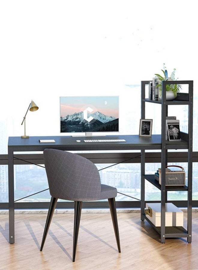 ADEBOLA Computer Desk with Storage Bookshelf Modern Simple Home Office Desks & Workstations Black - Image 3