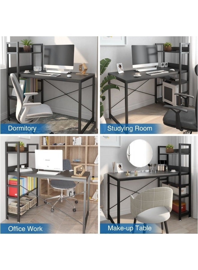 ADEBOLA Computer Desk with Storage Bookshelf Modern Simple Home Office Desks & Workstations Black - Image 4