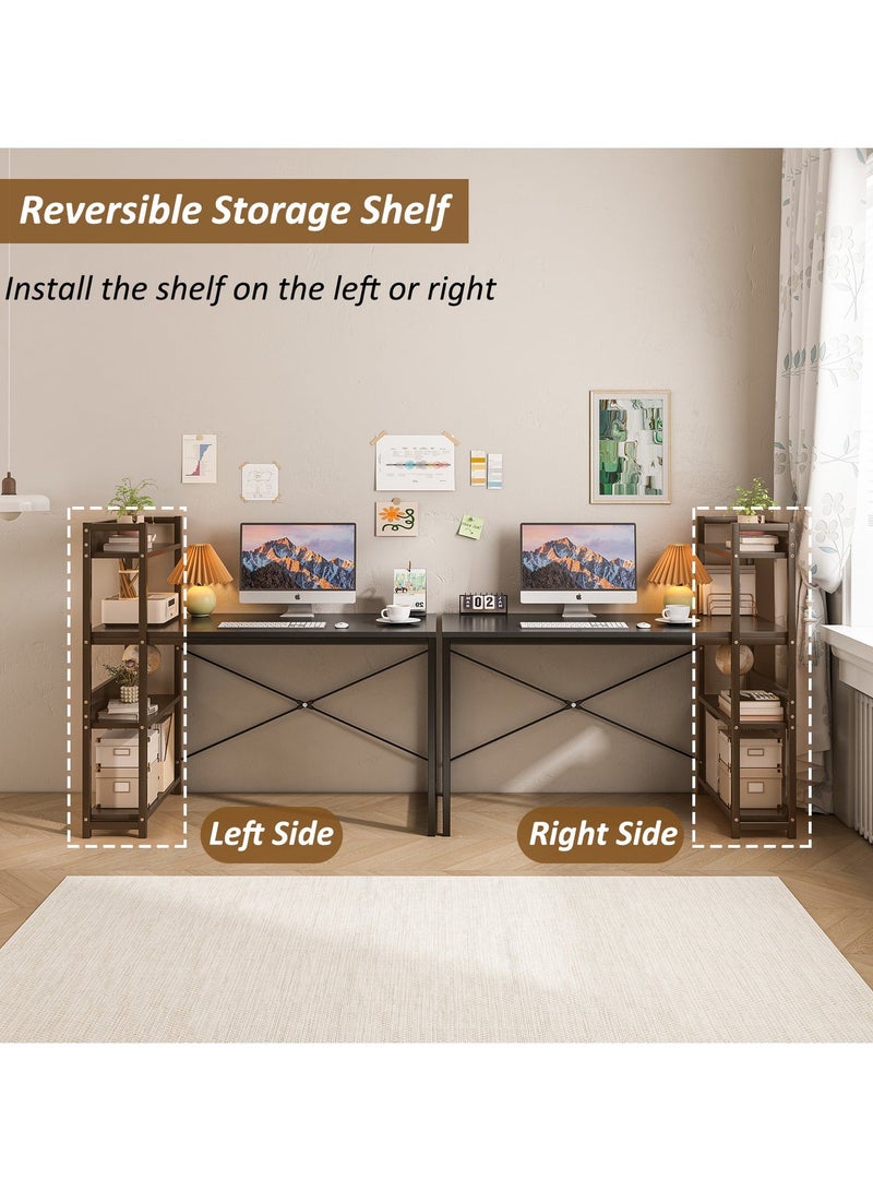 ADEBOLA Computer Desk with Storage Bookshelf Modern Simple Home Office Desks & Workstations Black - Image 5