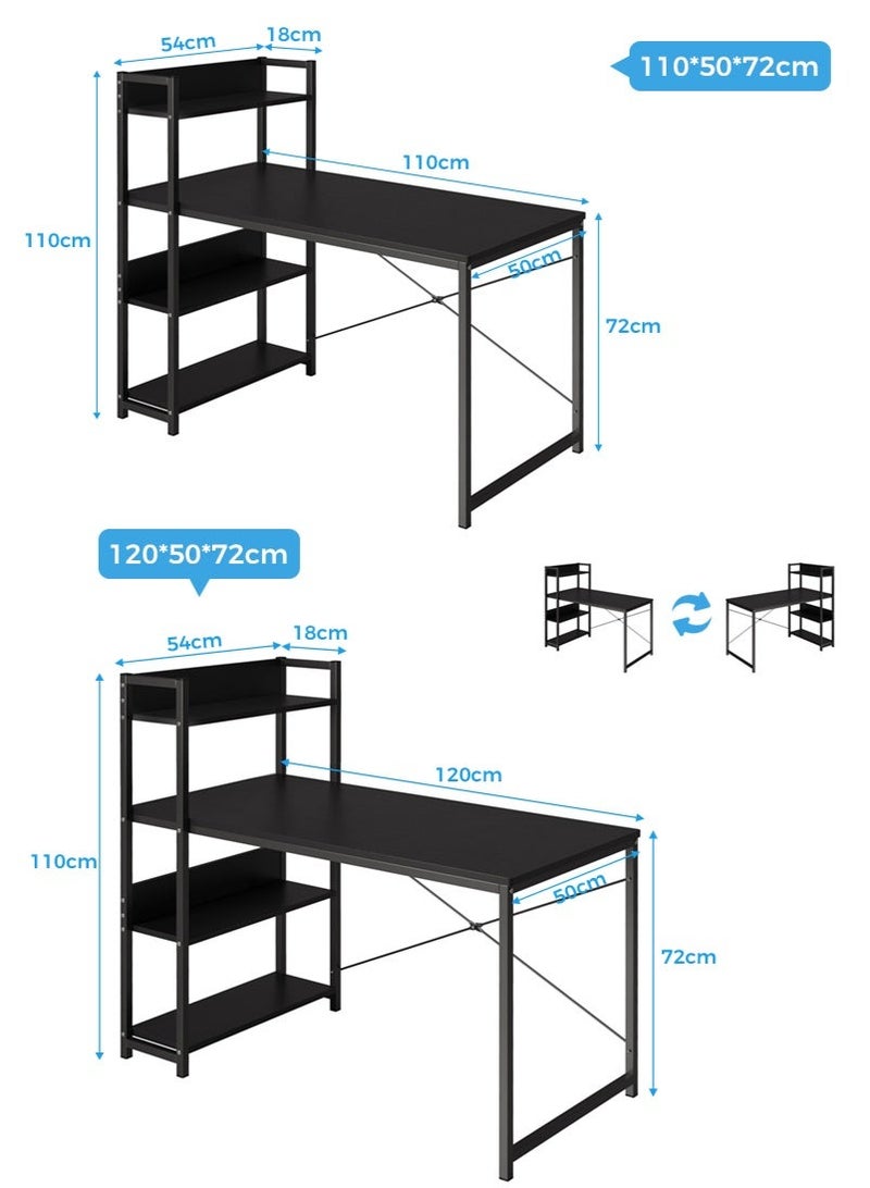 ADEBOLA Computer Desk with Storage Bookshelf Modern Simple Home Office Desks & Workstations Black - Image 2