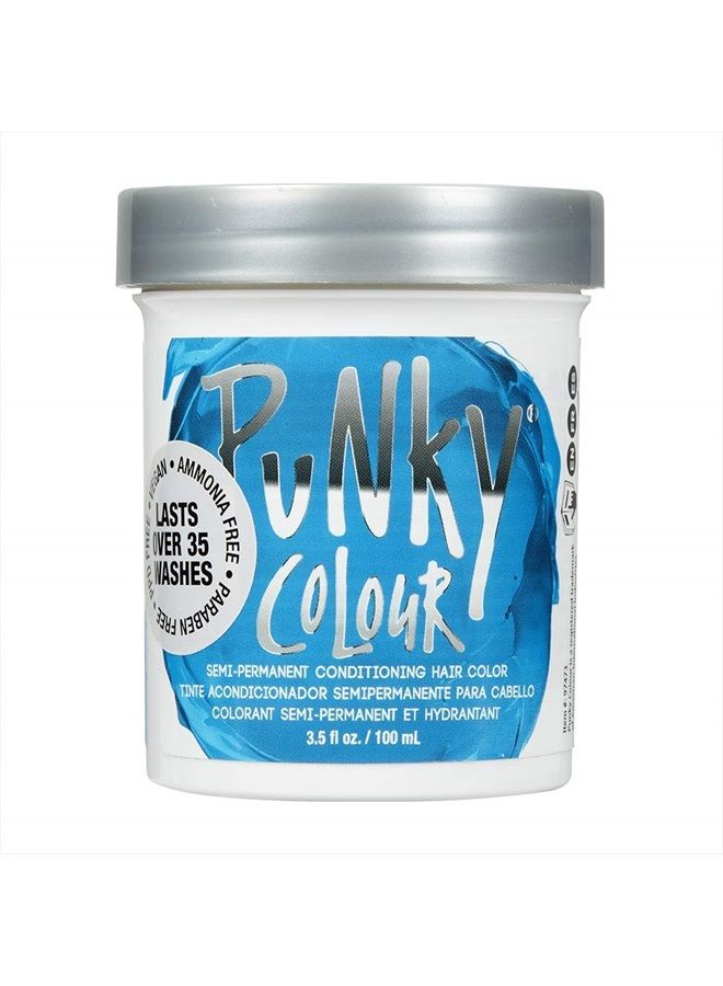 Punky لون شعر أزرق لاغون شبه دائم، صبغة شعر غير ضارة، نباتية، خالية من PPD والبارابين، تتحول إلى لون شعر نابض بالحياة، سهلة الاستخدام والتطبيق، تدوم حتى 35 غسلة - Image 1