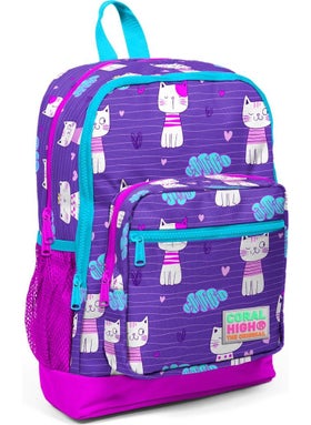 CORAL HIGH Kids Purple Pink Cat Patterned 3-Piece School Bag Set SET0123464  - Image 4