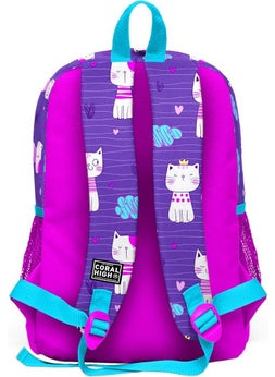 CORAL HIGH Kids Purple Pink Cat Patterned 3-Piece School Bag Set SET0123464  - Image 5