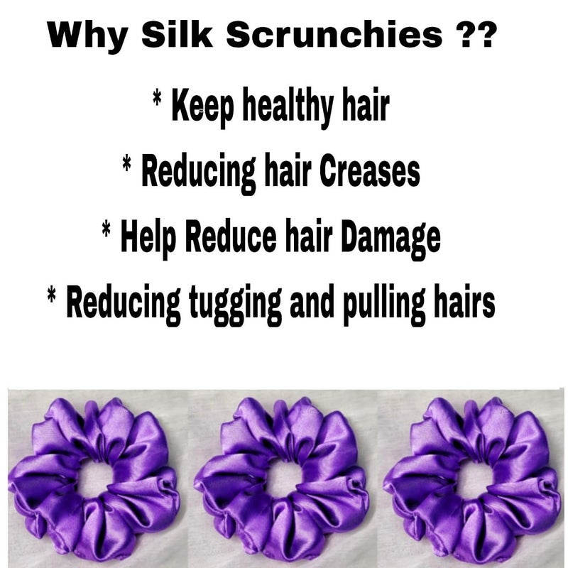 Generic Standard size Scrunchies Combo regular use scrunchies Soft Satin fabric scrunchies Girls Hair Accessories Girls rubber band ponytail holder hair ties Pack of 6  - Image 4
