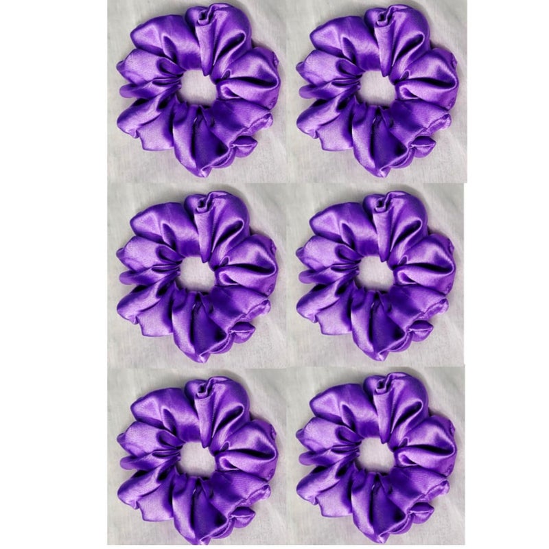 Generic Standard size Scrunchies Combo regular use scrunchies Soft Satin fabric scrunchies Girls Hair Accessories Girls rubber band ponytail holder hair ties Pack of 6  - Image 5