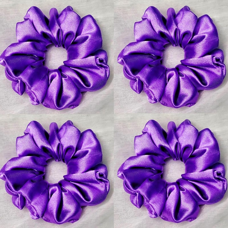 Generic Standard size Scrunchies Combo regular use scrunchies Soft Satin fabric scrunchies Girls Hair Accessories Girls rubber band ponytail holder hair ties Pack of 6  - Image 1