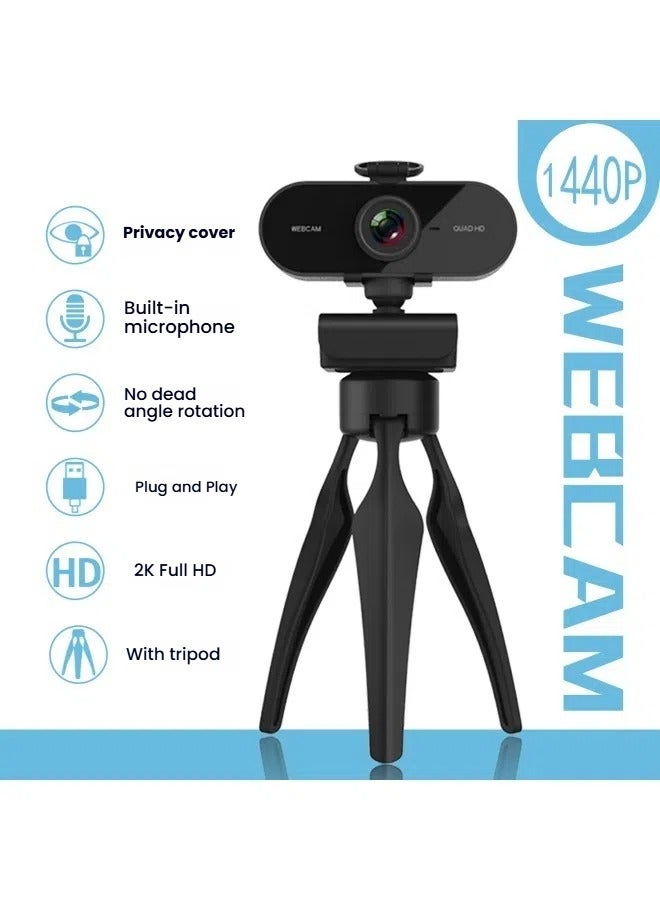 PC computer camera USB with microphone driver-free live online class 2K ultra-high-definition lens autofocus