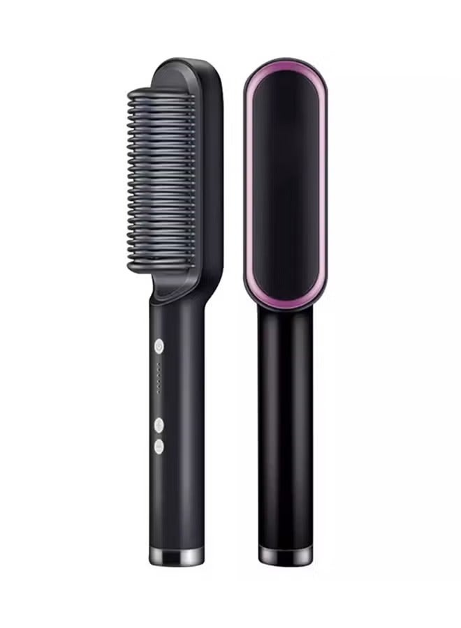 Raxoom Ceramic Hair Straightener Brush With Tempreature Control Black 33cm - Image 1