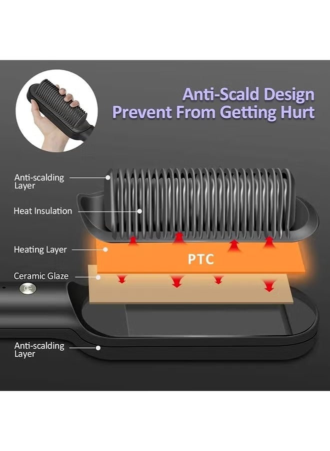 Raxoom Ceramic Hair Straightener Brush With Tempreature Control Black 33cm - Image 3