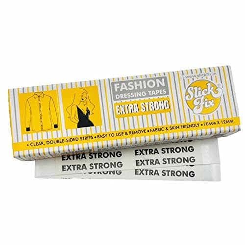 SLICKFIX Extra Strong Fashion Dressing Tape (Pack of 72) Invisible Double-sided Body Tape (Fabric and Skin Friendly) Strong Adhesive for all day use | Transparent - Image 1